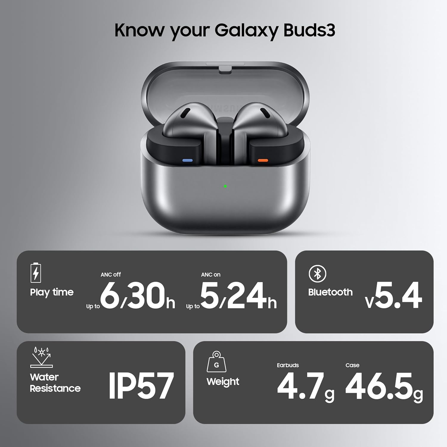 Samsung Galaxy Buds3 R530 Wireless Charging Earbuds Black