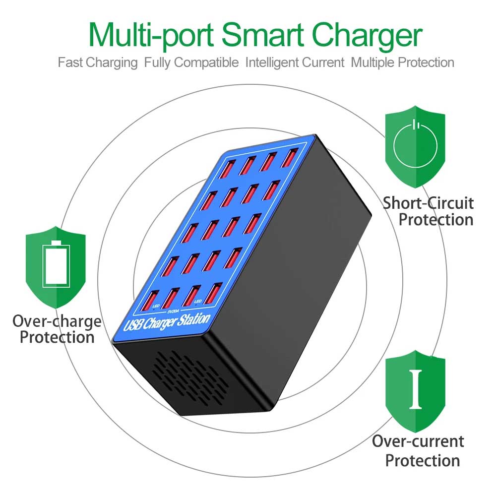 20-port 100w Multiple Usb Charging Station For Multi Devices