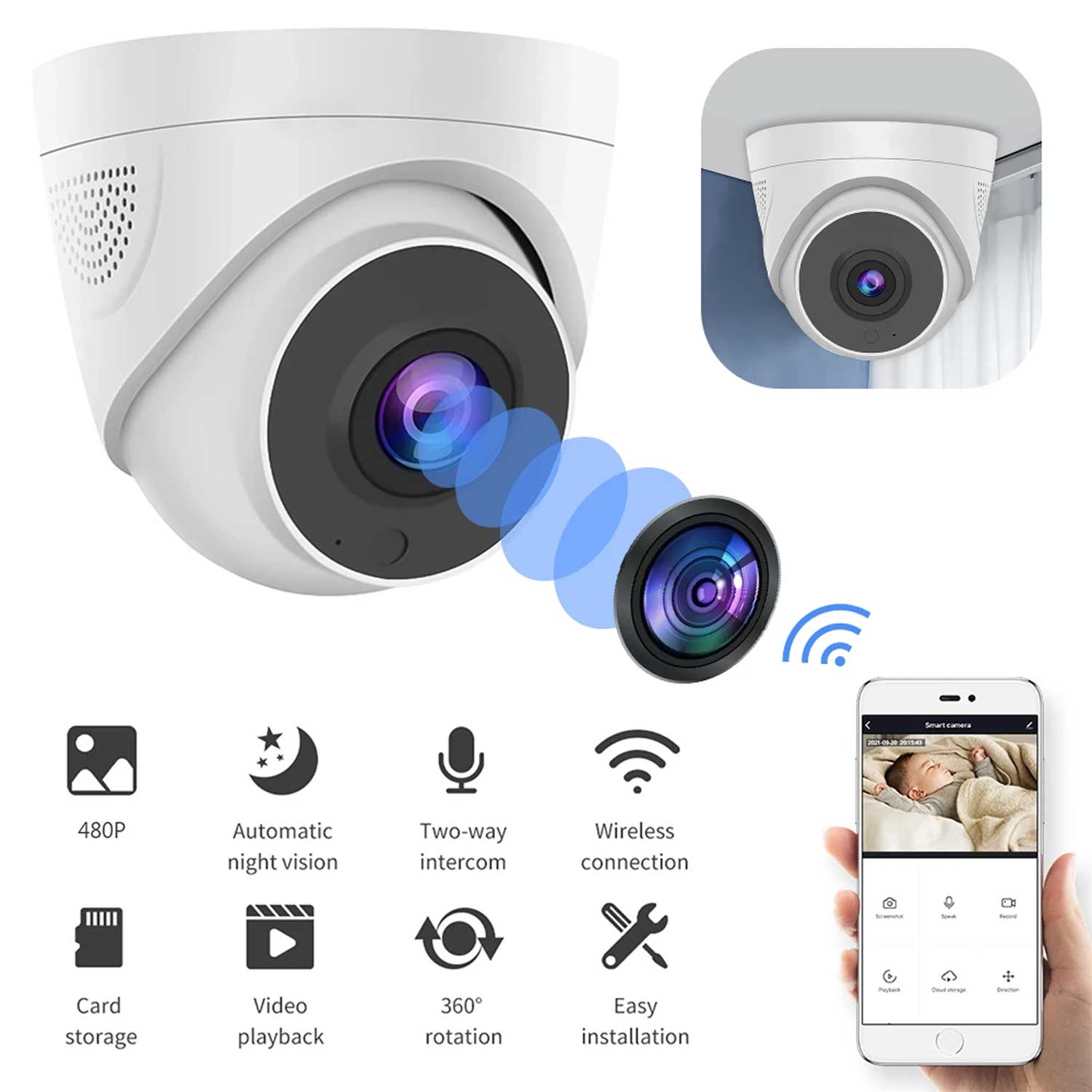 Hb45 2mp Infrared Night Vision 1080p Two Way Smart Home Wireless Camera With Pixlinkcam App