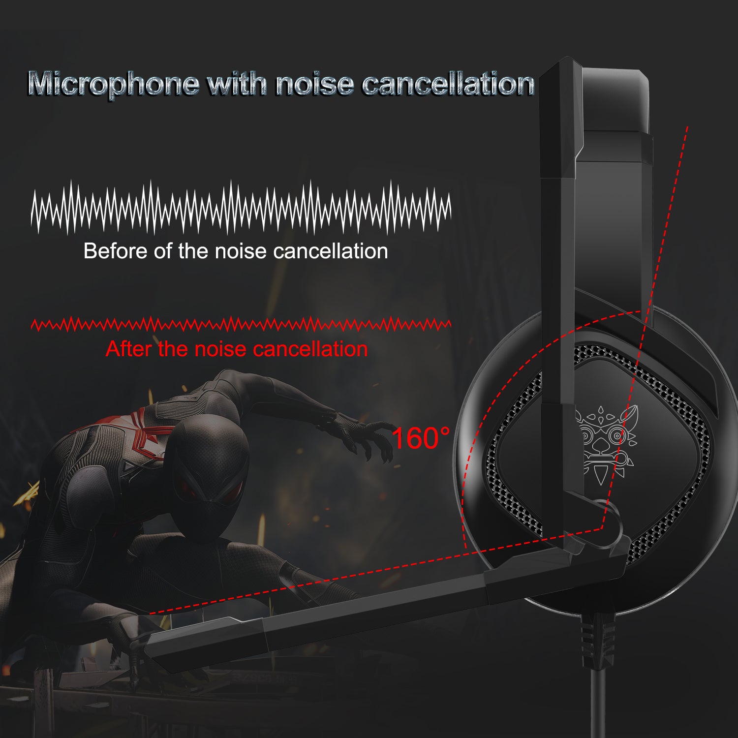 Onikuma K19 Rgb Wired Stereo Gaming Headset True Noise Cancellation, Usb+3.5mm Audio Plug For Ps4/pc/xbox One Controller/laptop, Black