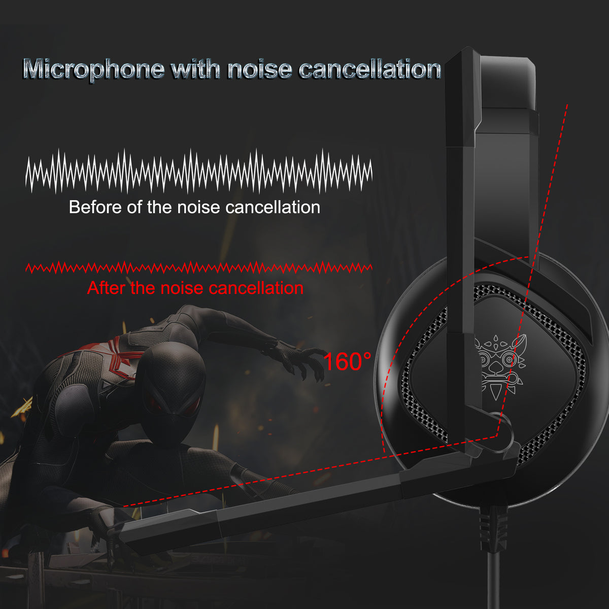 Onikuma K19 Rgb Wired Stereo Gaming Headset True Noise Cancellation, Usb+3.5mm Audio Plug For Ps4/pc/xbox One Controller/laptop, Black