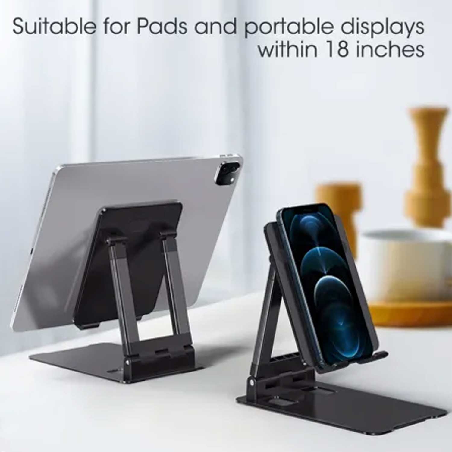 Metal Heavy Duty Multifunctional Digital Folding Desktop Stand (size 189*124*44mm) For Tablet And Mobile