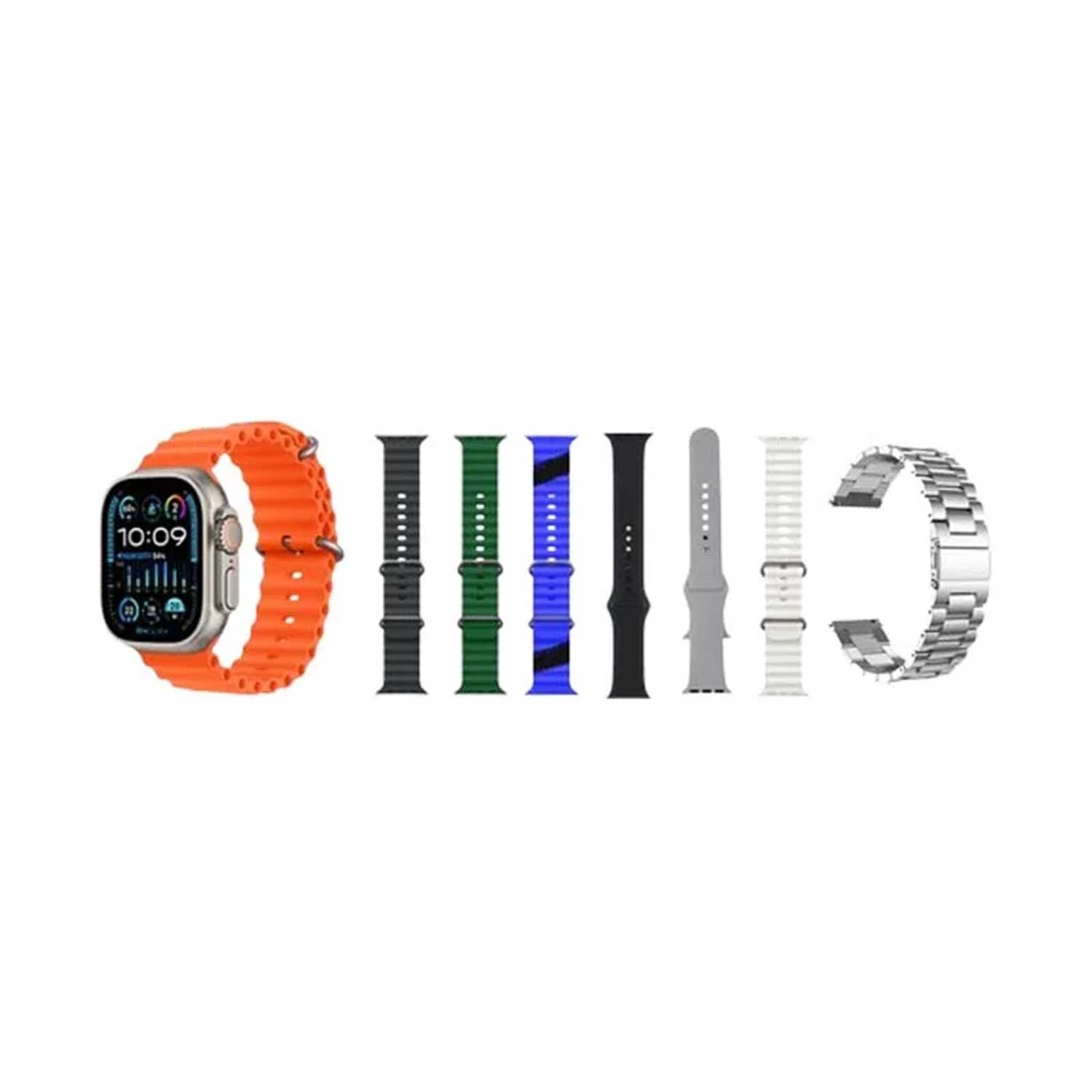 9+1 Z60 Ultra-2 Big Ips Display 49mm 8 Strap+screen Protector Bt Calling Smartwatch Always On Display With Fitpro App Silver