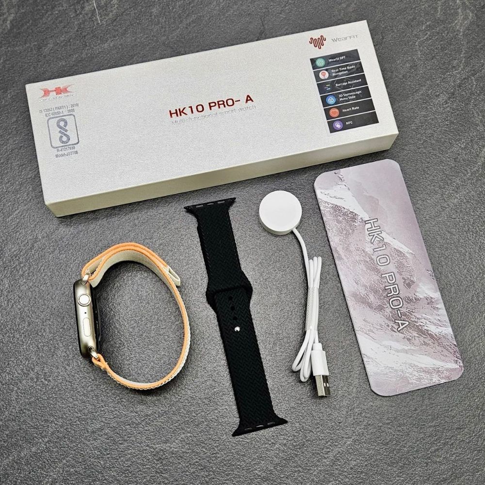 Hk10 Ultra-a Smartwatch 2.02 Inches Large Screen With Wearfit Pro App 2 Straps Black