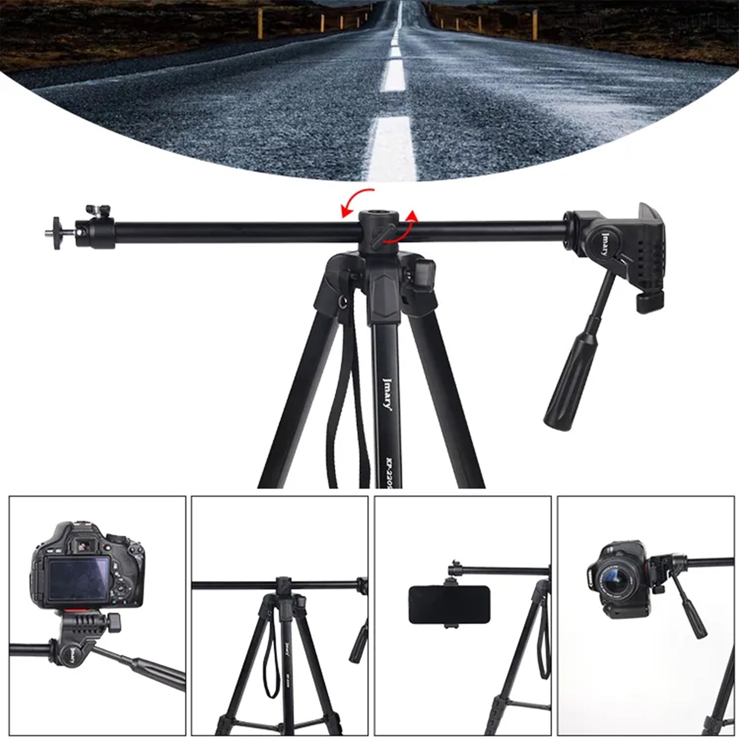 Jmary Kp-2209 1.7m Horizontal Axis Tripod With Extendable Arm