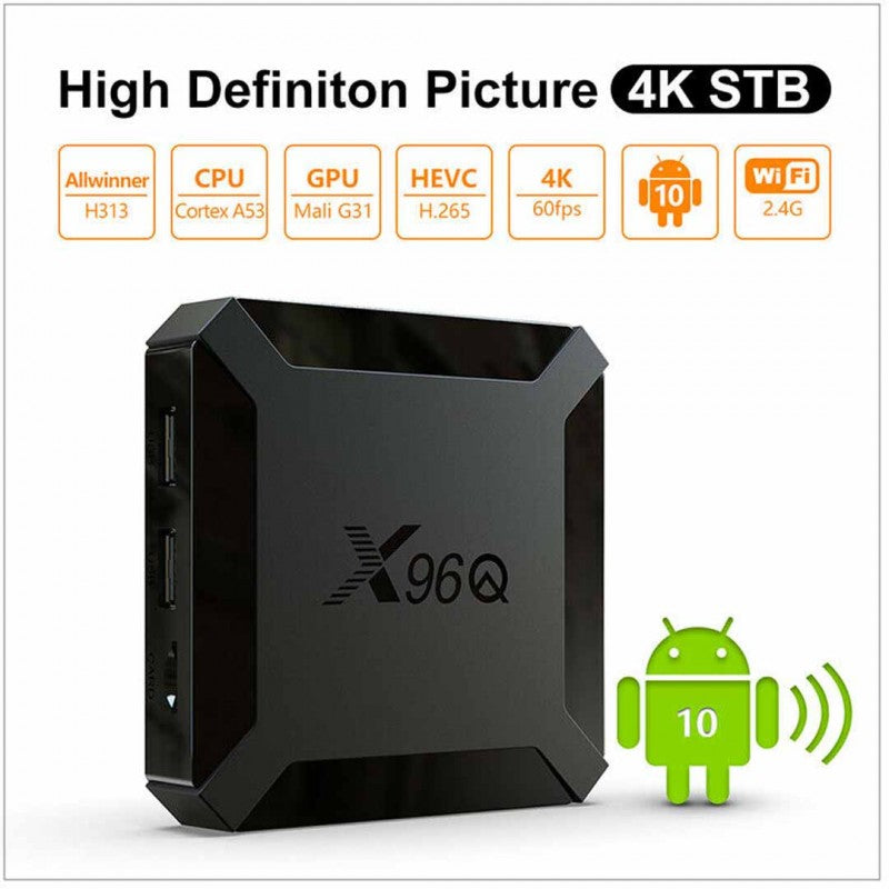 Smart Box X96q Mini Quad Core 2g+16g 4k 60fps Android 10v