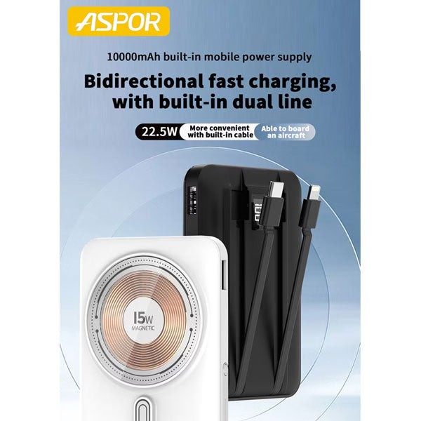 Aspor A327 10000mah 22.5w Wireless Magnetic Powerbank