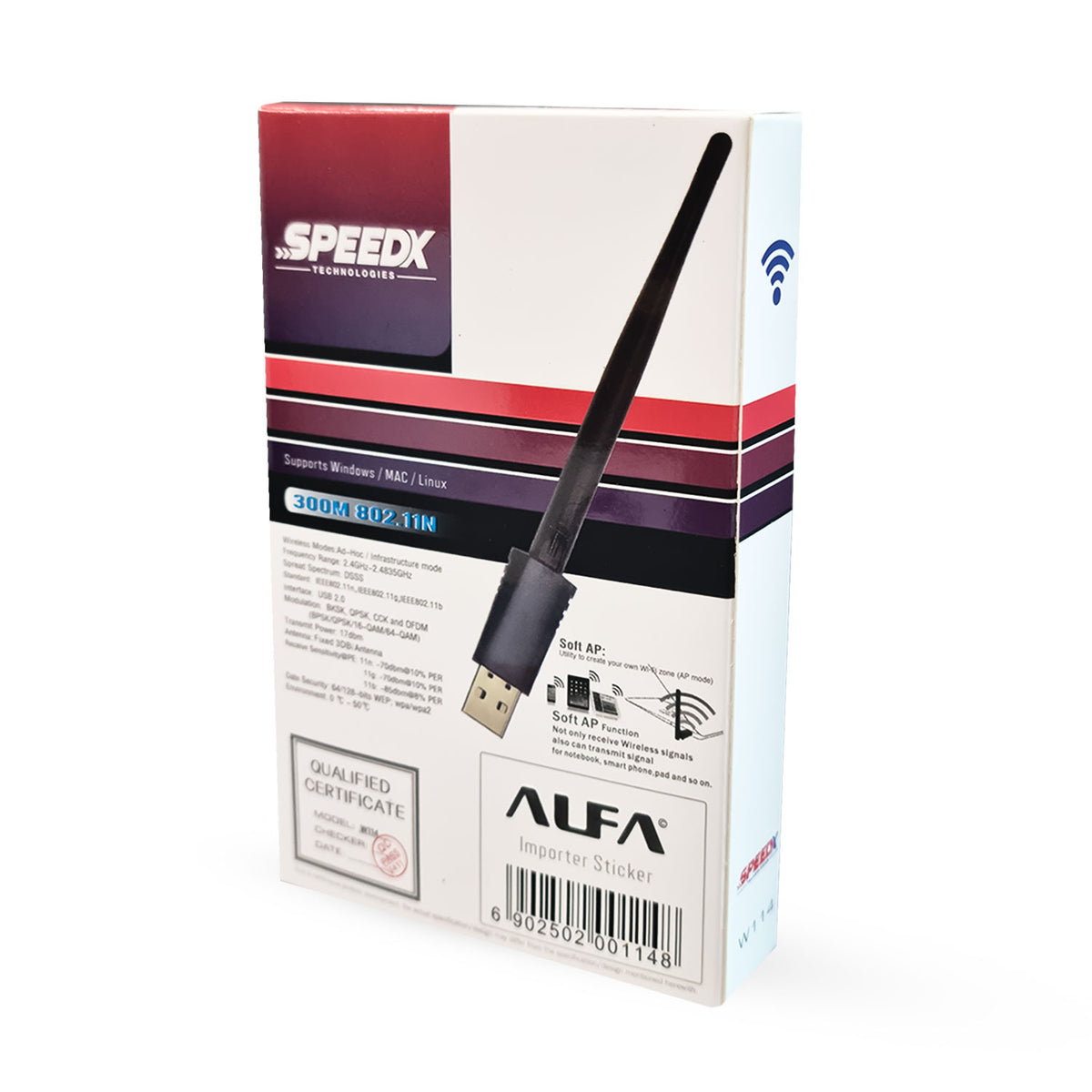 Speedx Alfa W114 3dbi Rtl8188ftv-vc Antenna Wifi Usb Adapter 300mbps