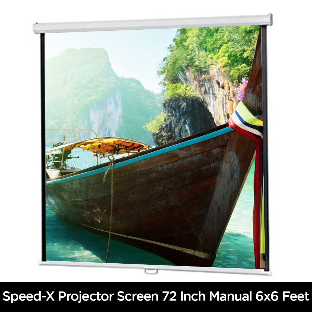 Projector Screen 72 Inch Manual 6x6 Feet 1:1mw Speed-x (fine Quality)