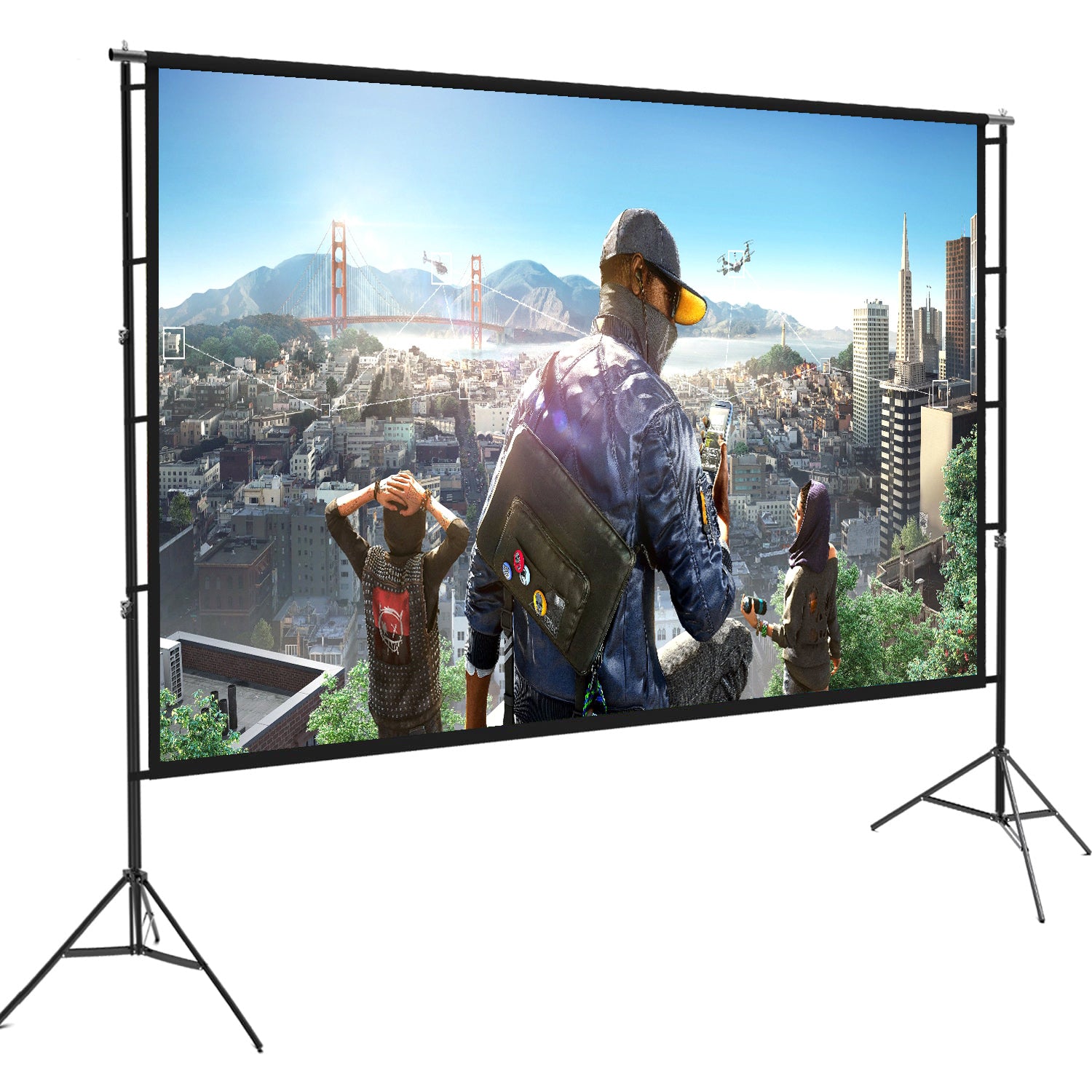 Projector Screen 150 Inch Tripod Potable Double Stand 8x10 Feet 4:3mw Speed-x