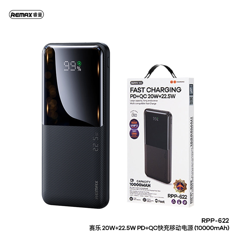 Remax Rpp-622 20w+22.5w Pd+qc Fast Charge Power Bank 10000mah Black