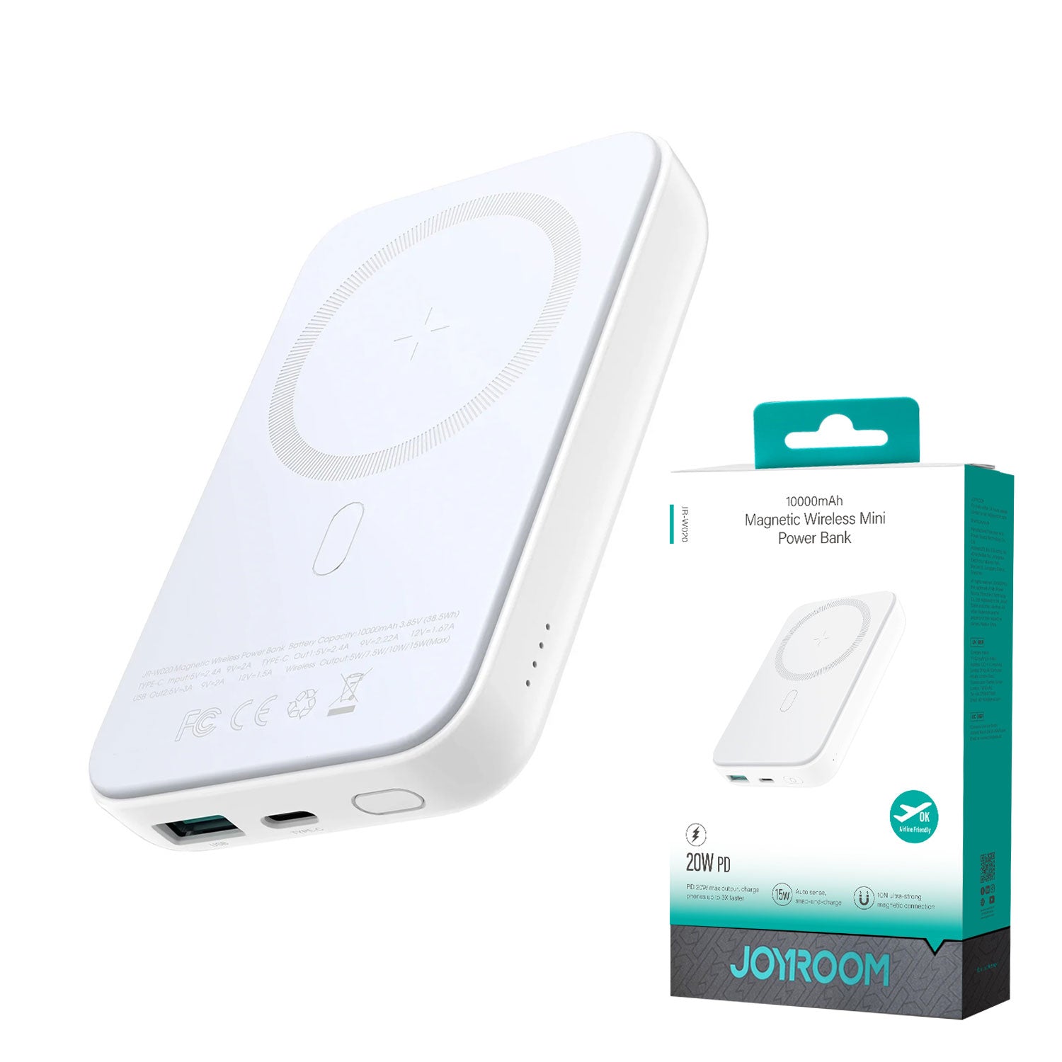 Joyroom Jr-w020 20w Wireless Power Bank 10000mah White