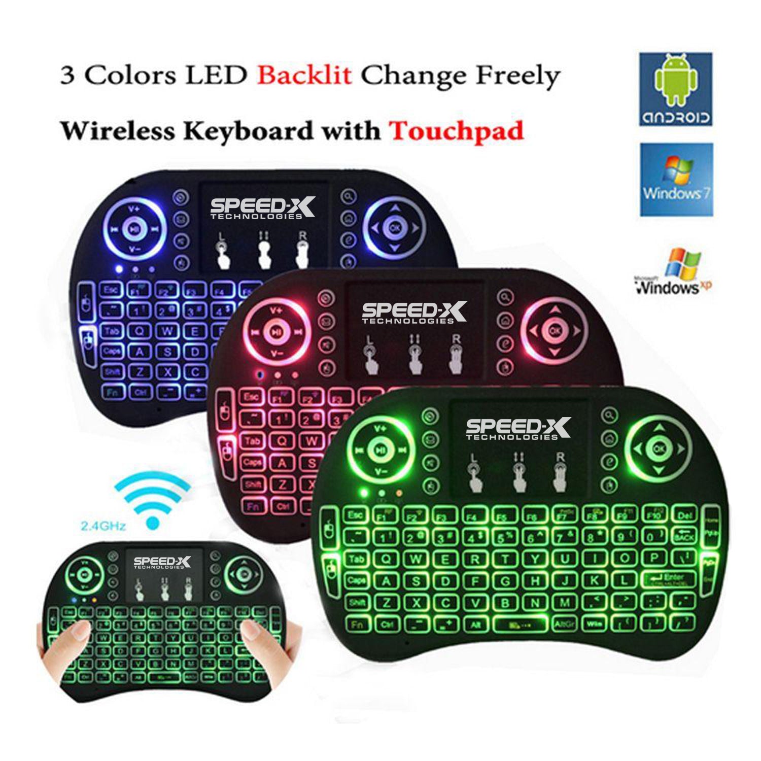 Speedx Rf 500 Mini Touch Pad Wireless With Backlight Keyboard Mouse