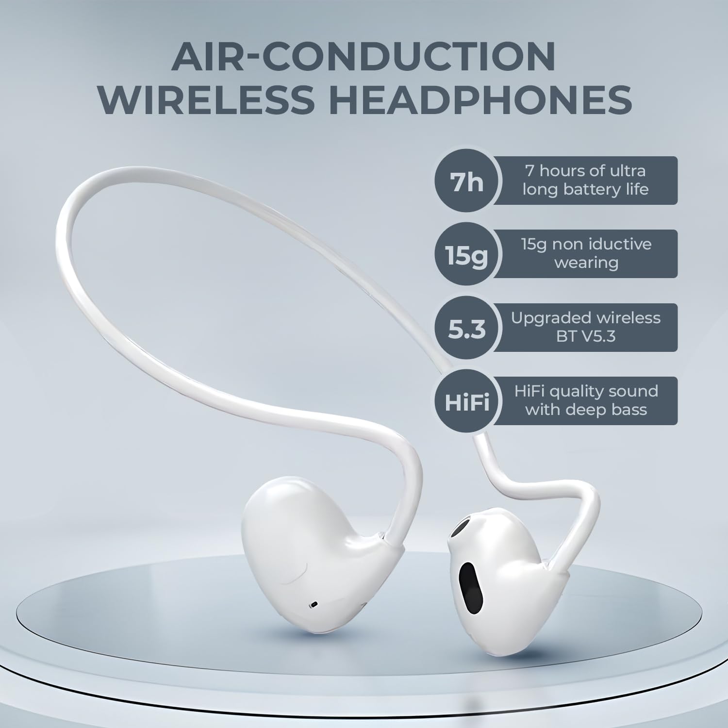 Pro Air Neck Hanging Wireless Earphone White