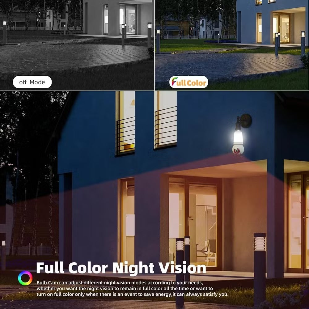 Speed-x Spe27-led8 Bulb Camera Wifi Panoramic Night Vision With V380 Pro App