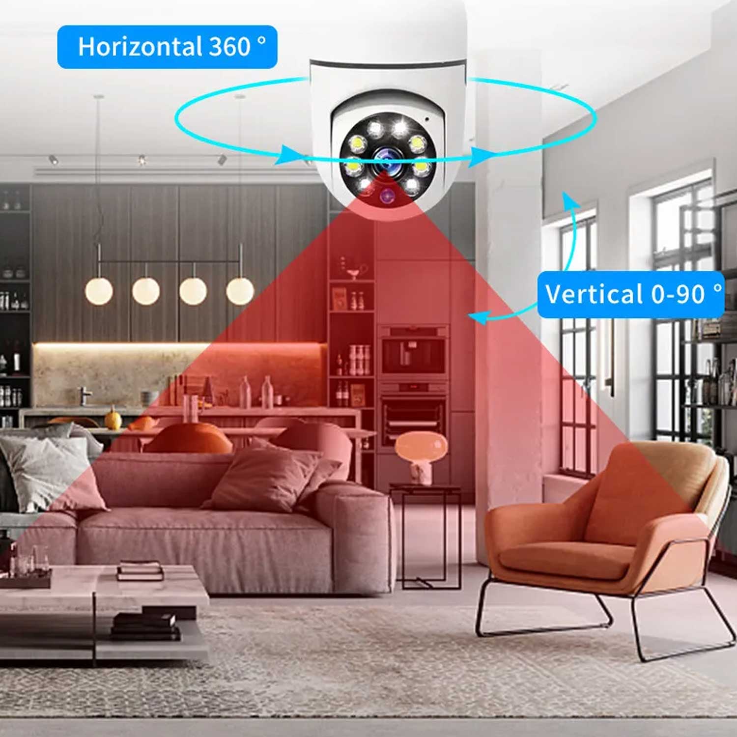 Speed-x Sp-e27 Bulb Camera 1080p Wifi 360 Degree Panoramic Night Vision Two-way Audio Motion Detection With V380pro App
