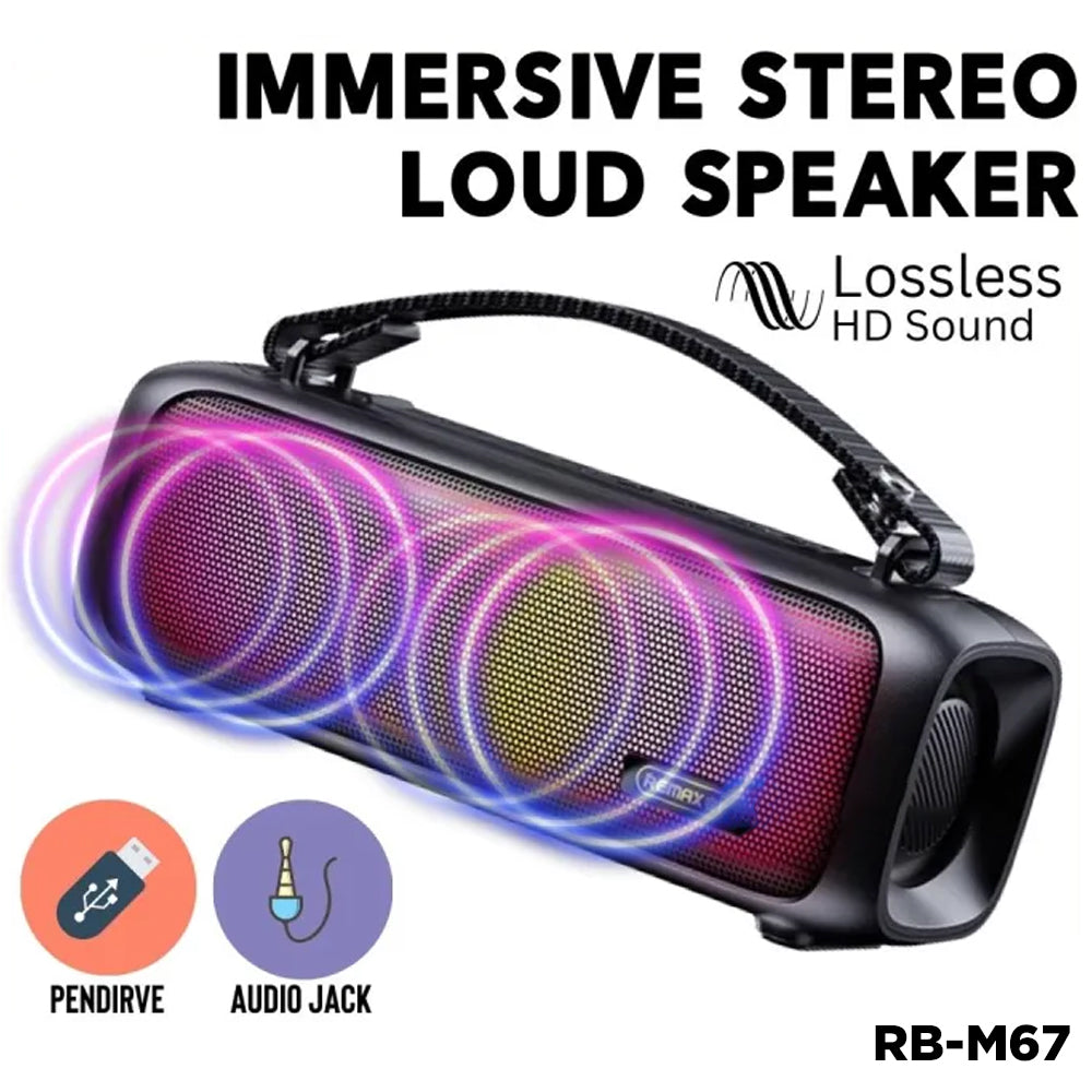 Remax Rb-m67 Portable Super Bass Wireless Speaker With Rgb Lights