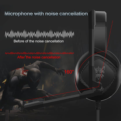 Onikuma K19 Rgb Wired Stereo Gaming Headset True Noise Cancellation, Usb+3.5mm Audio Plug For Ps4/pc/xbox One Controller/laptop, Black