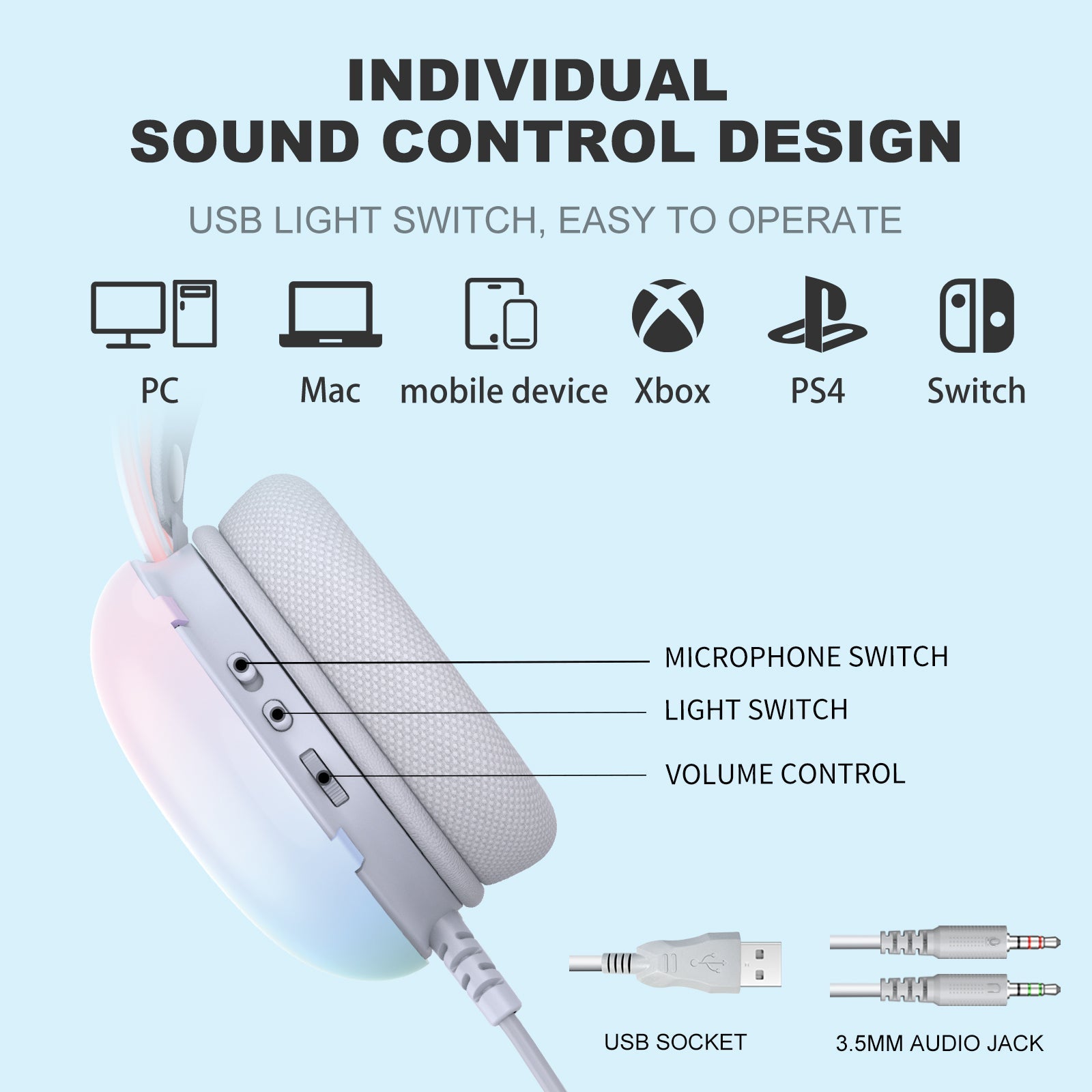 Onikuma-x25 Pro Rgb Head Beam With Mic 3.5mm Durable Stereo Surround Gaming Headset White