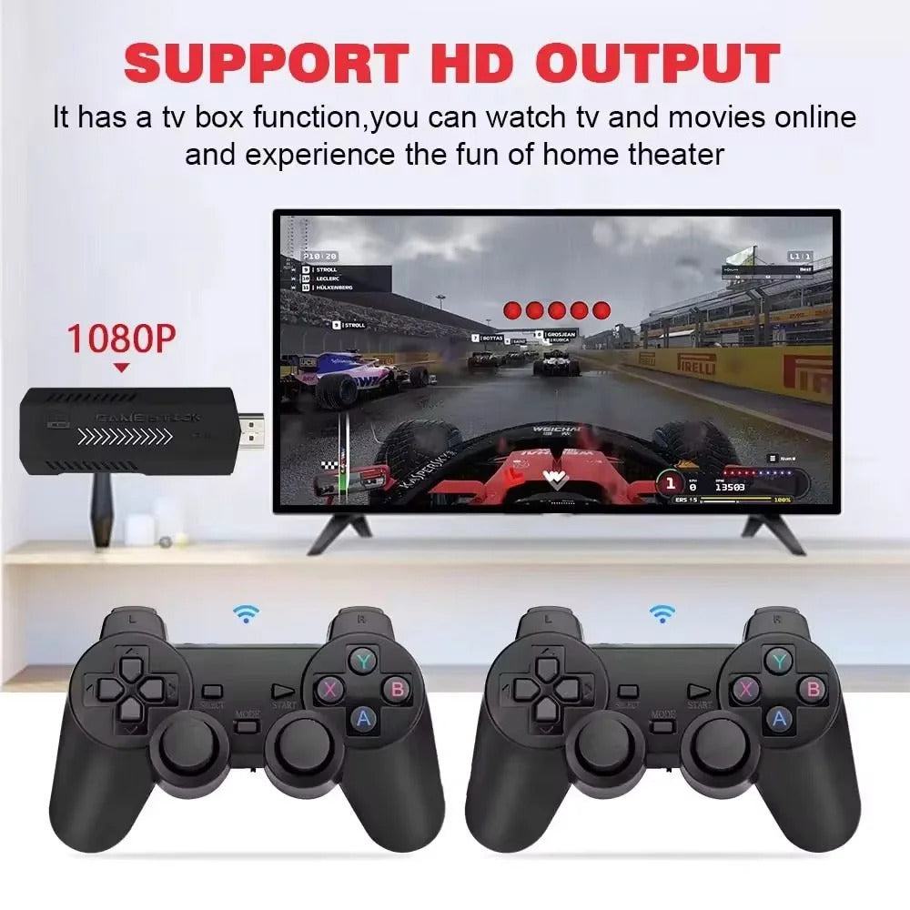 X2 64gb Plus Retro 3d 32000+ Video Games 4k Hd Output Game Stick With 2 Wireless Controllers