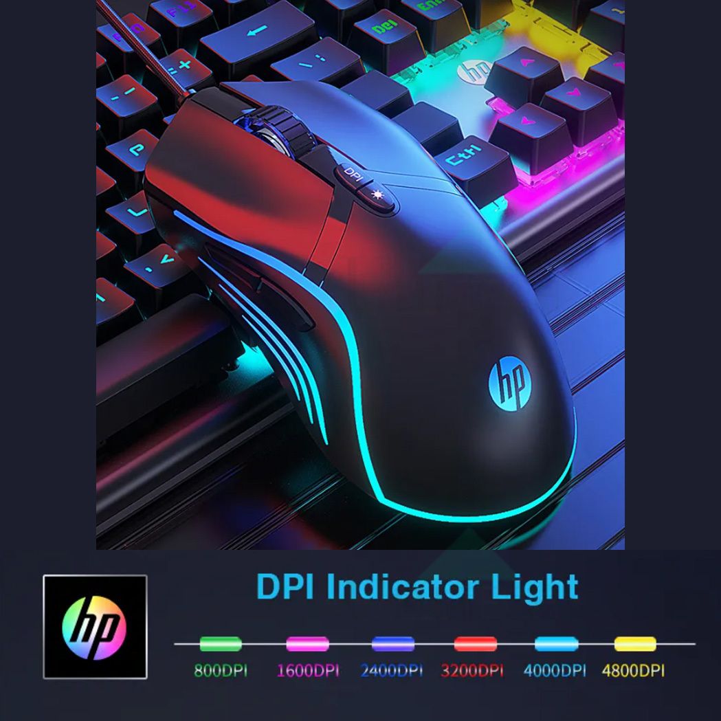 Hp G360 Dpi 6200 6 Buttons Rgb Wired Gaming Mouse