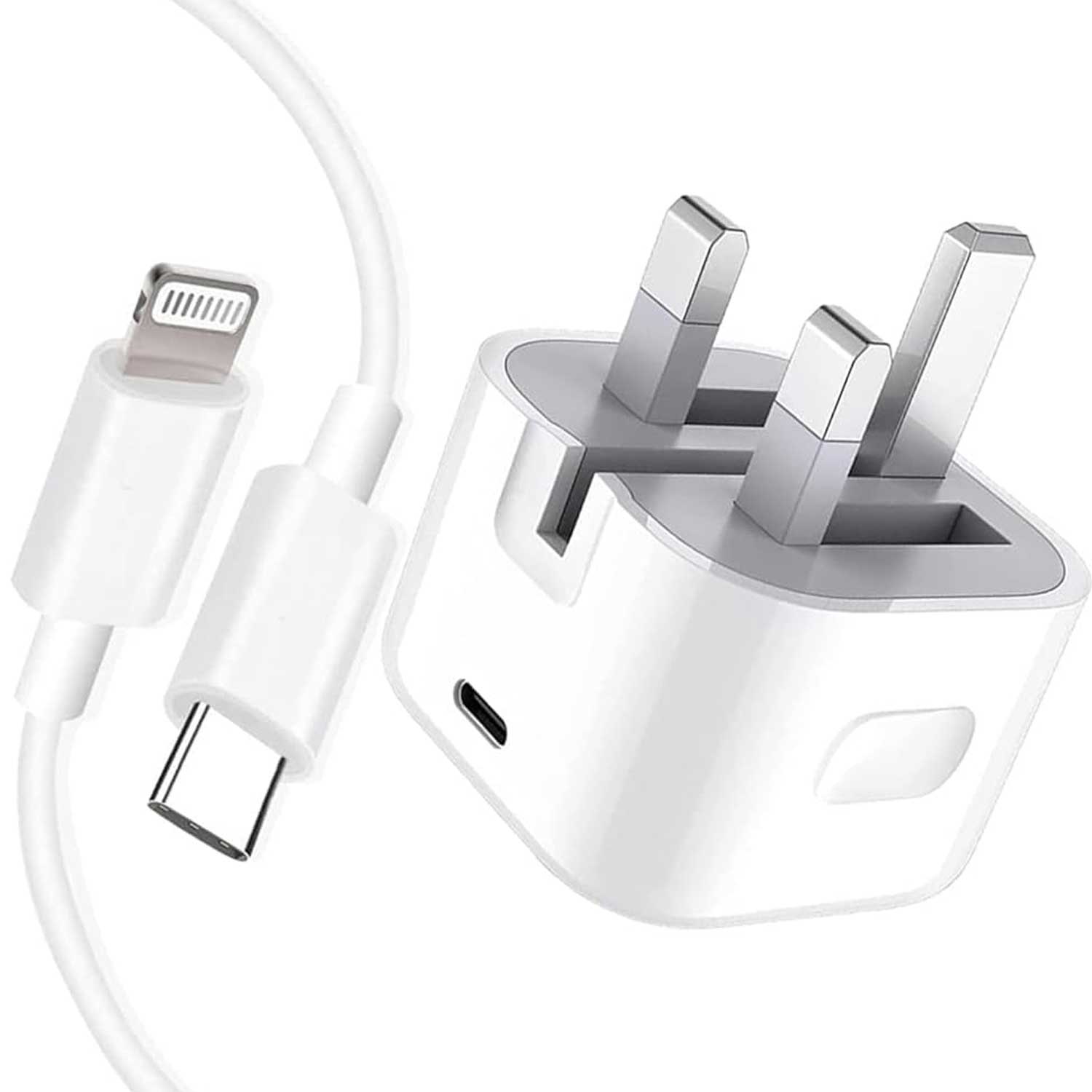 Iphone Usb-c Pd 20w Power Adapter Charger 3 Pin Uk Pin) With Cable