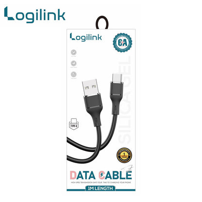 Logilink Usb To Type C Silicone Fast Charging Data Cable 1m (1 Year Warranty) Black