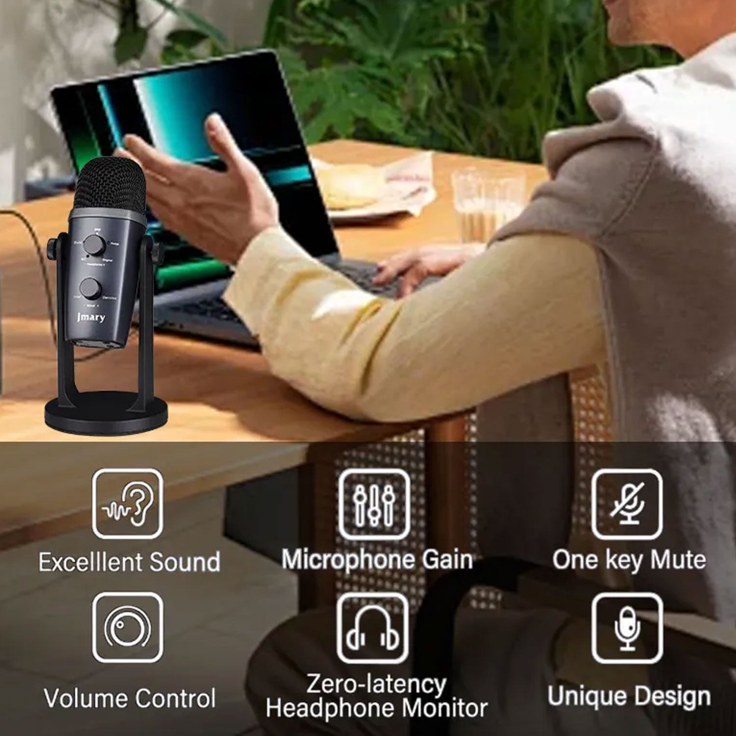 Jmary Mc-pw10 Professional Usb Microphone For Pc And Mobile For Podcasting With Noise Reduction