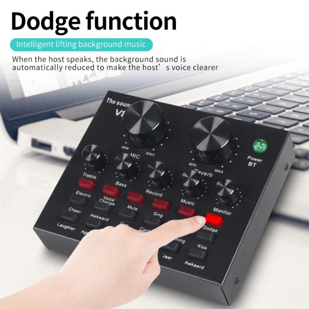 V8 Bm-800 Podcast Mic Set With Live Sound Card,condenser Microphone With Rechargeable 12 Kinds Of Auxiliary Background For Karaoke Singing, Youtube Recording Mic