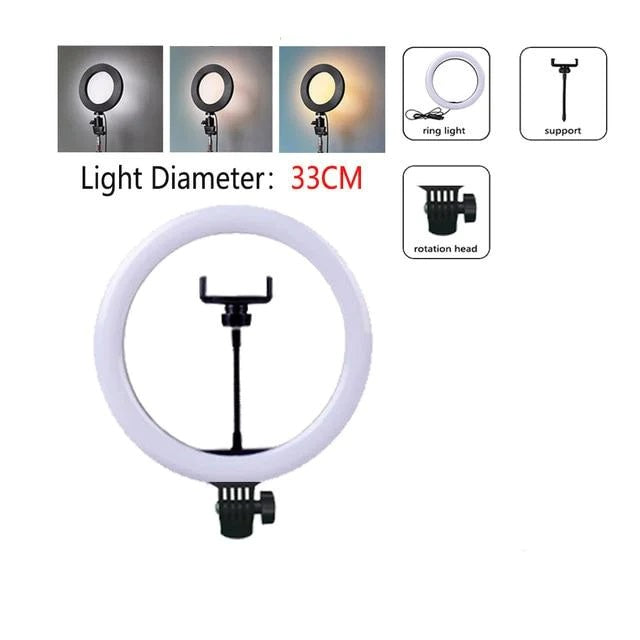 Mj33cm Rgb Led Studio Camera Ring Light Photography With Mobile Holder