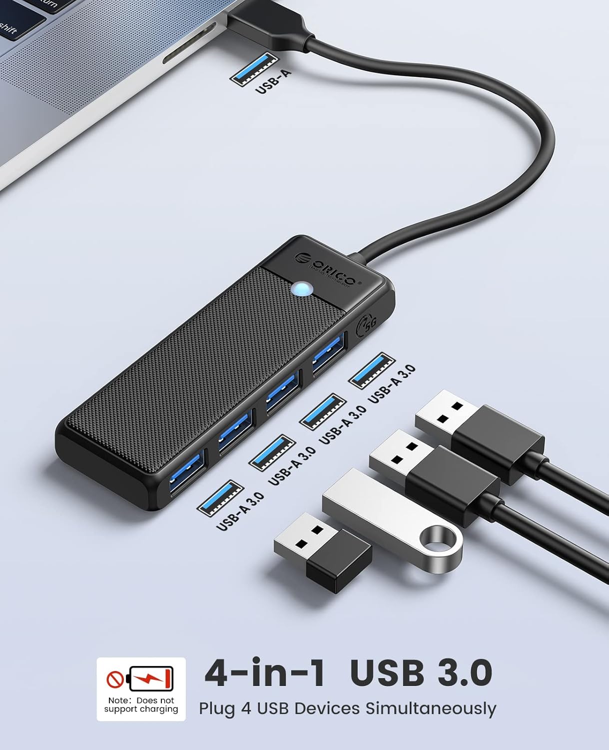 Orico Usb Hub 3.0 4 Ports Papw4a-u3-015-bk-ep Black Color