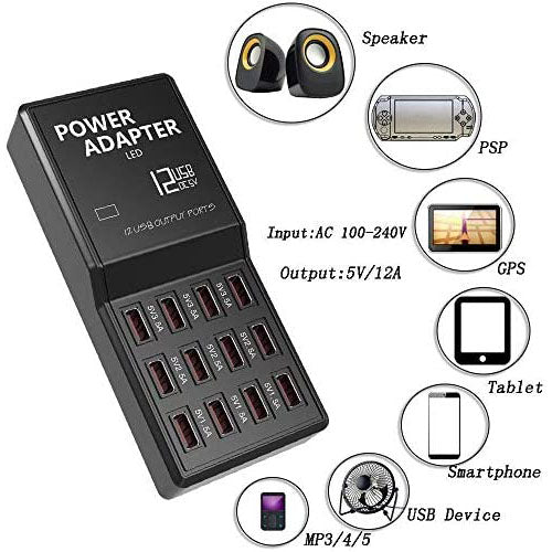 Usb Fast Charger 12 Port 12amp W858