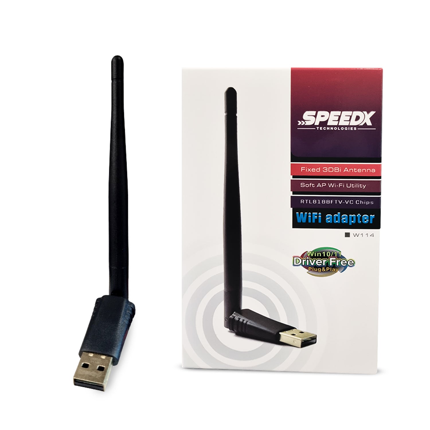 Speedx Alfa W114 3dbi Rtl8188ftv-vc Antenna Wifi Usb Adapter 300mbps