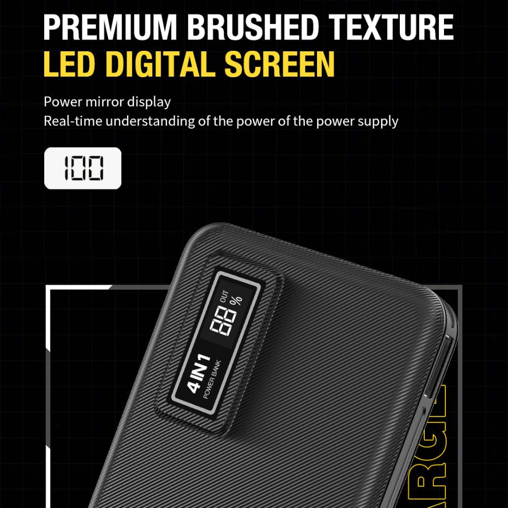 Aspor A300 Power Bank Original 10000mah Li-polymer Battery 4 In1 Power Bank Black