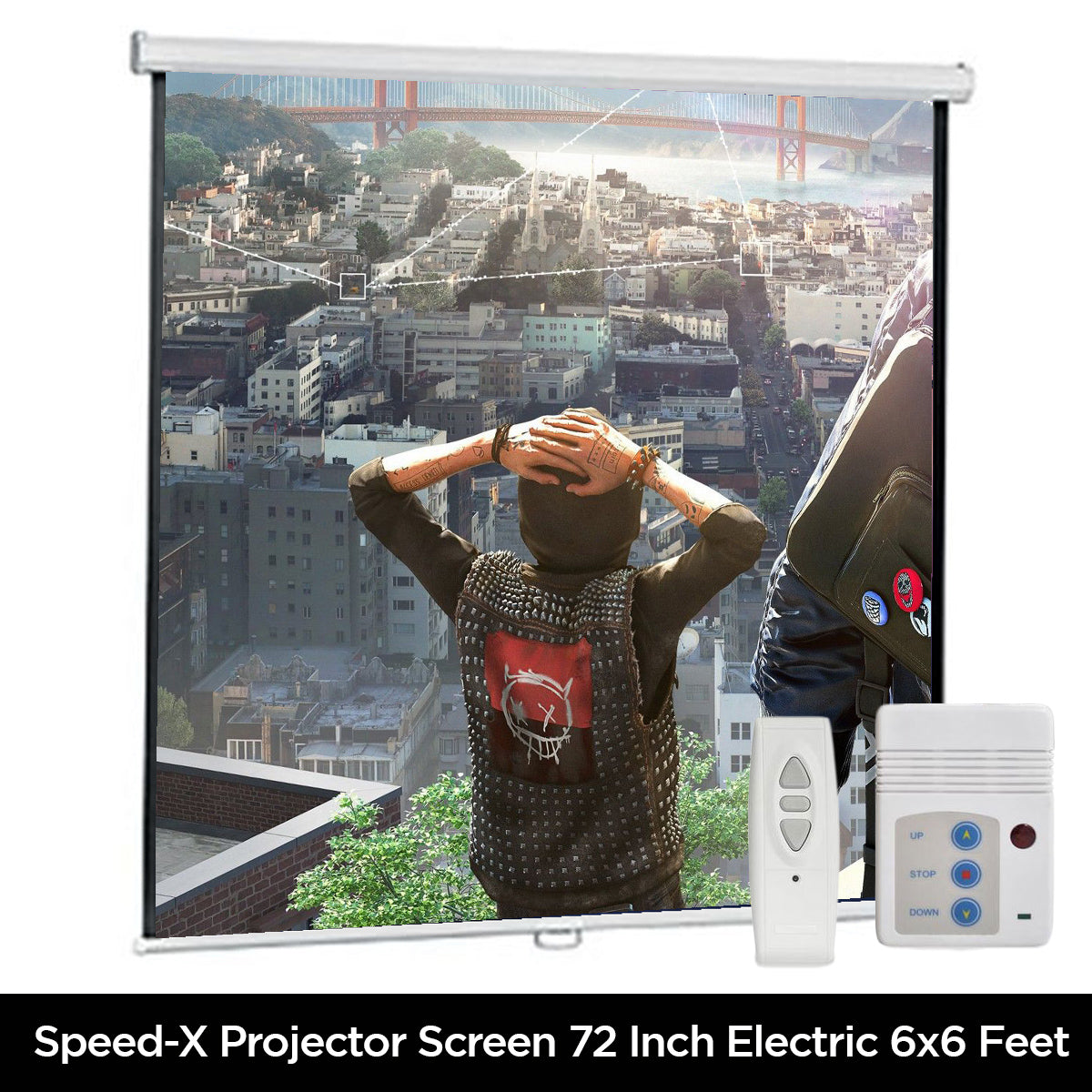 Projector Screen 72 Inch Electric Motorised  6x6 Feet 1:1mw Speed-x