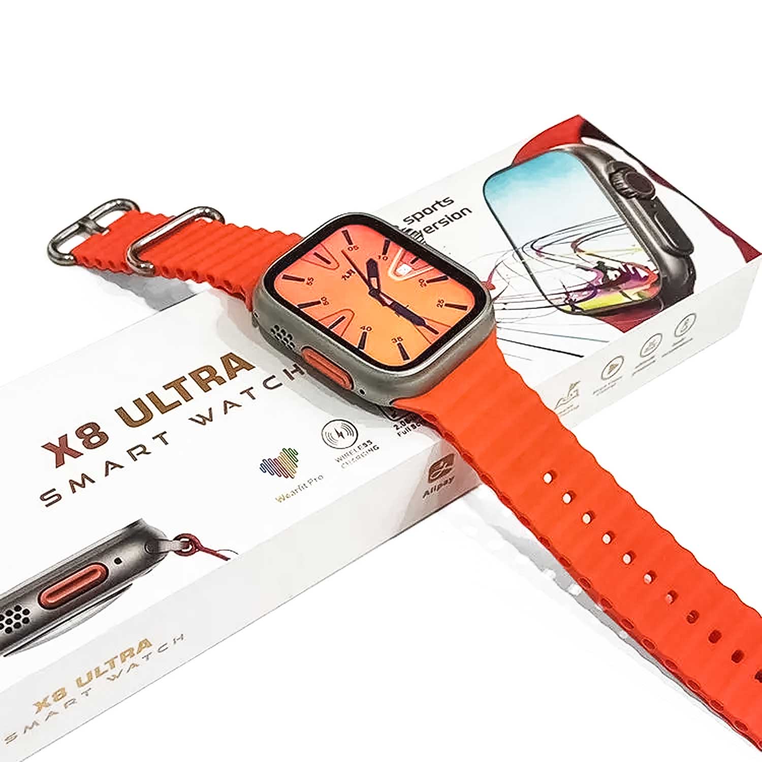 X8 Ultra Smartwatch 49mm With Bluetooth Calling With Wearfit Pro App Orange