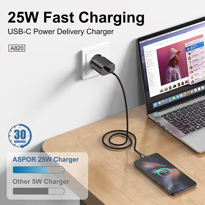 Aspor A820eu 25w Usb-c Fast Charging Power Adapter