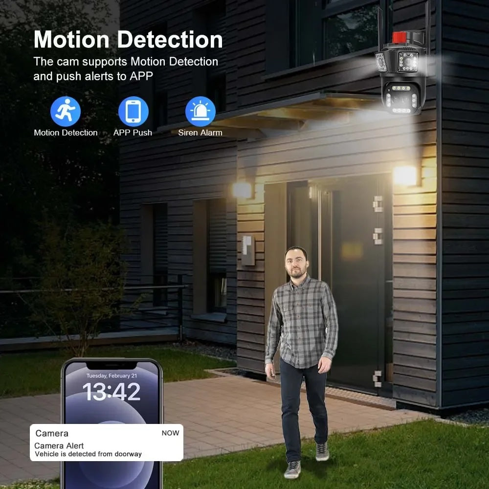 Speed-x (spz-803) 3 Camera Lens Wifi Outdoor 6mp Color Night Vision With V380 Pro App