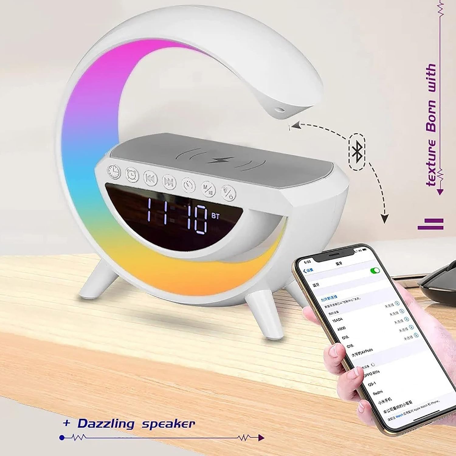 Bt3401 Led Wireless Phone Charger Bluetooth Speaker