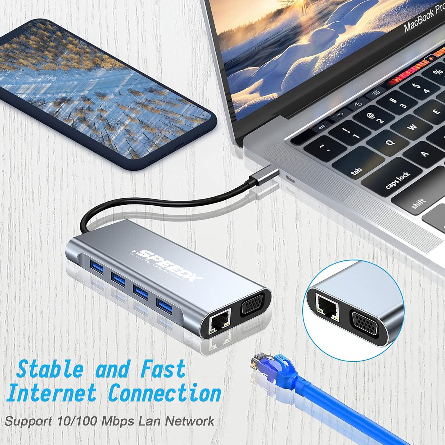 Speed-x (sp-tc1101) 11 In 1 Multi-port Type C 4k Hdmi Usb 3.0 Converter Good Ic Big Packing