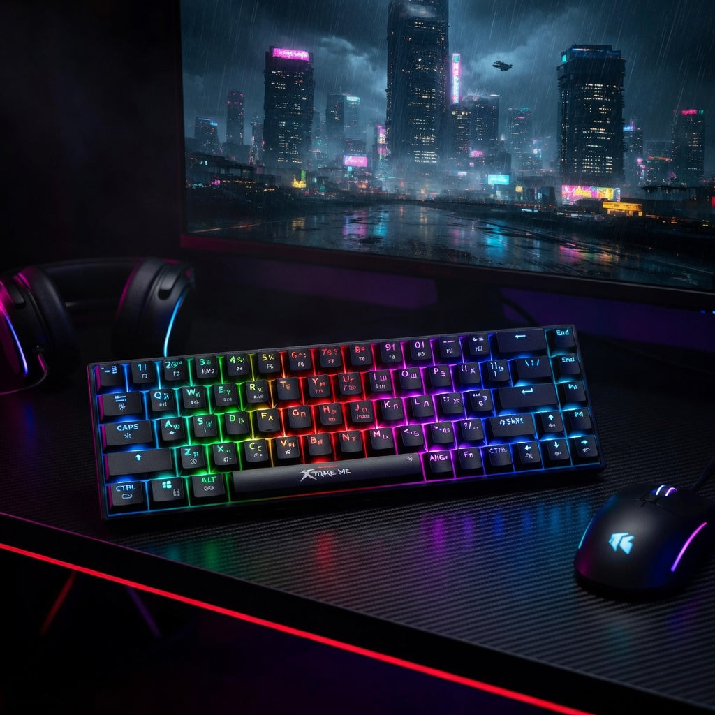 Xtrike Me Gk-995w 68 Keys Wireless 2.4g Bt5.2 Tri Mode Gaming Mechanical Keyboard Black