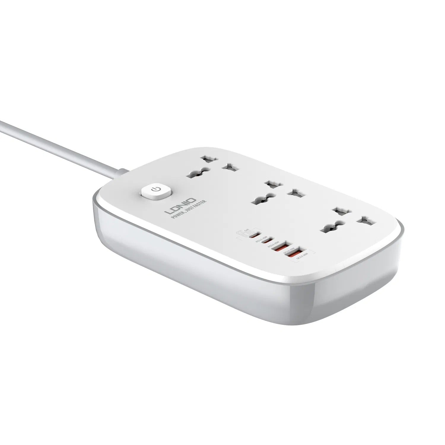 Ldnio Sc6 45w Gan Fast Charging 3250w Power Extension 3 Sockets 2 Usb-a + 2 Usb-c 2m