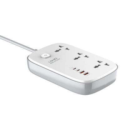 Ldnio Sc6 45w Gan Fast Charging 3250w Power Extension 3 Sockets 2 Usb-a + 2 Usb-c 2m