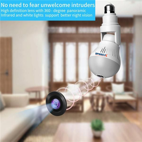 Wifi Flexible Light Bulb Camera 1080p Hd Wireless 360 Degree Panoramic Infrared Night Vision With V380 App