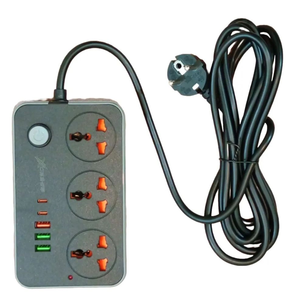 603pu Speed-x Power Universal Travel 3socket+3usb+2type-c Cabel Length 2m