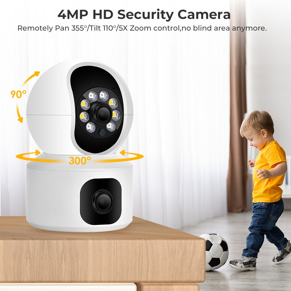 Speed-x N9-2 Hd Smart 4mp 2+2 Wifi Double Lens Auto-tracking Tow Way Audio Ir Night Vision Camera