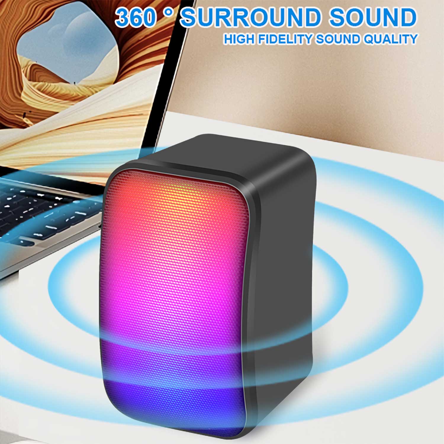 Kisonli X17 Speaker Gaming 2.0 Rgb Lights With Volume Control For Pc Or Laptop