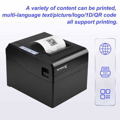 Speed-x Sp-250u 80mm Thermal Receipt Printer Usb Interface 300mm/s Printing Speed