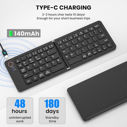 B023 11 Inch Foldable & Rechargeable Bluetooth Keyboard