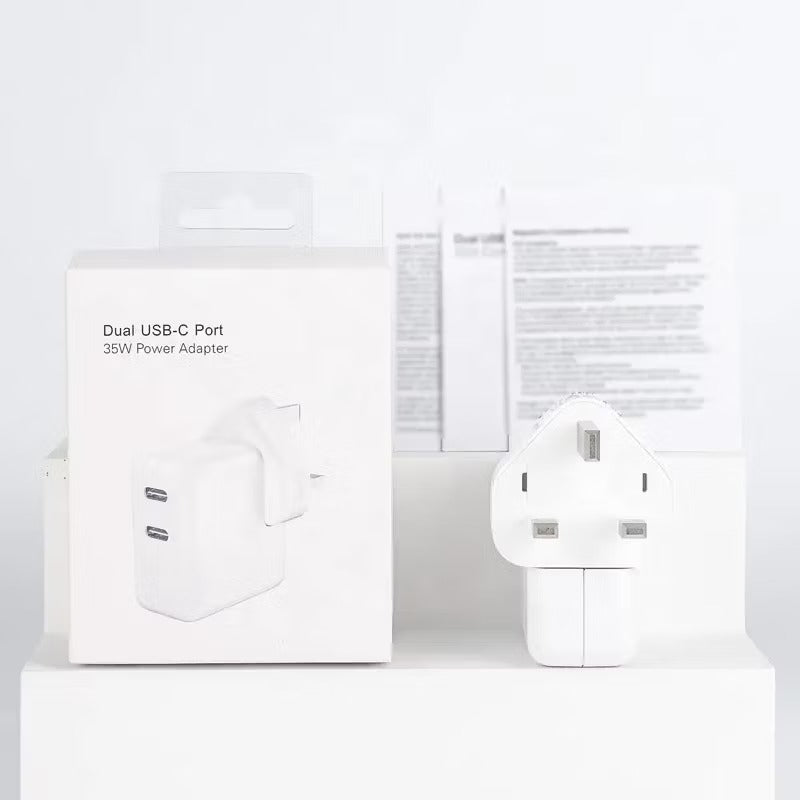 Iphone 35w Uk 3 Pin Dual Type C Fast Charging Pd Adapter